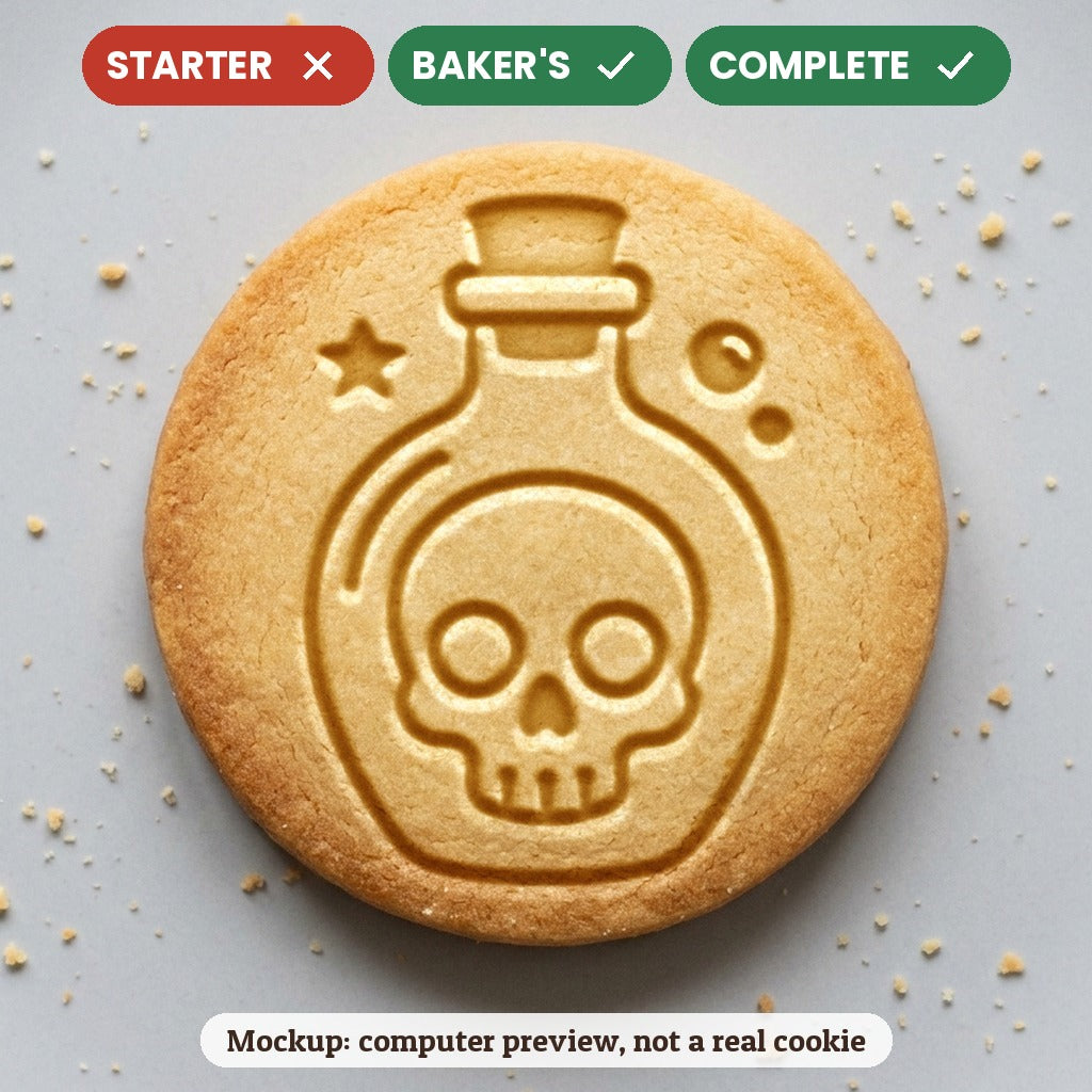 Potion Bottle stamp disc - Starter: no, Baker's: yes, Complete: yes - computer preview, not a real cookie