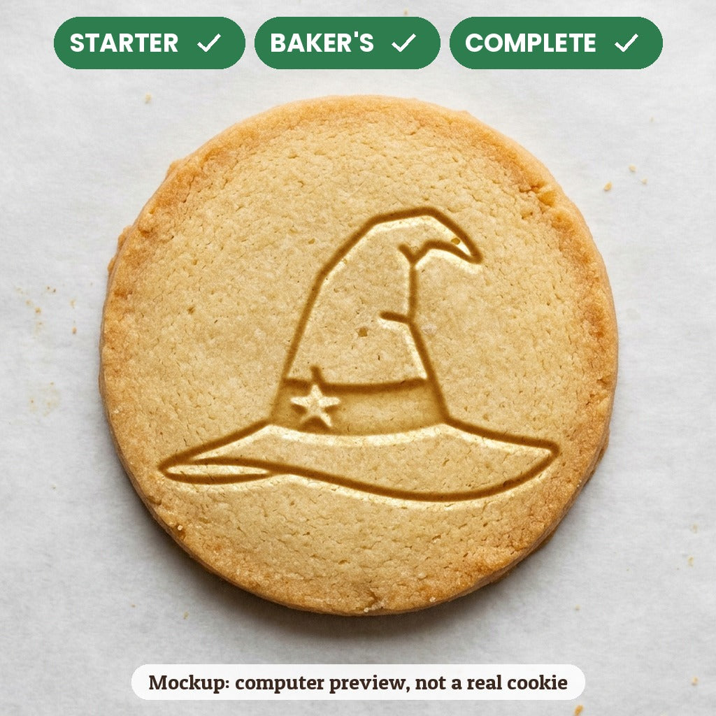 Witch Hat stamp disc - Starter: yes, Baker's: yes, Complete: yes - computer preview, not a real cookie