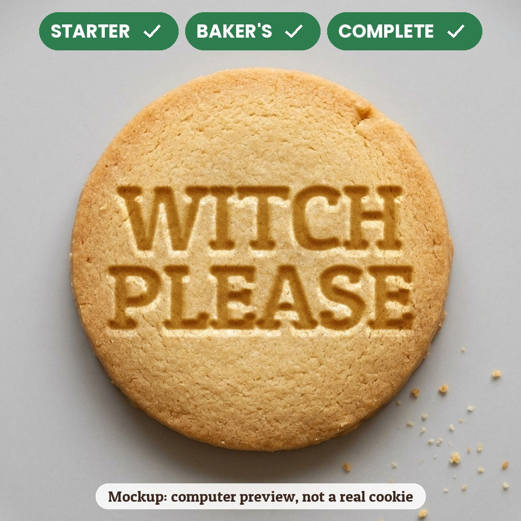 Witch Please stamp disc - Starter: yes, Baker's: yes, Complete: yes - computer preview, not a real cookie