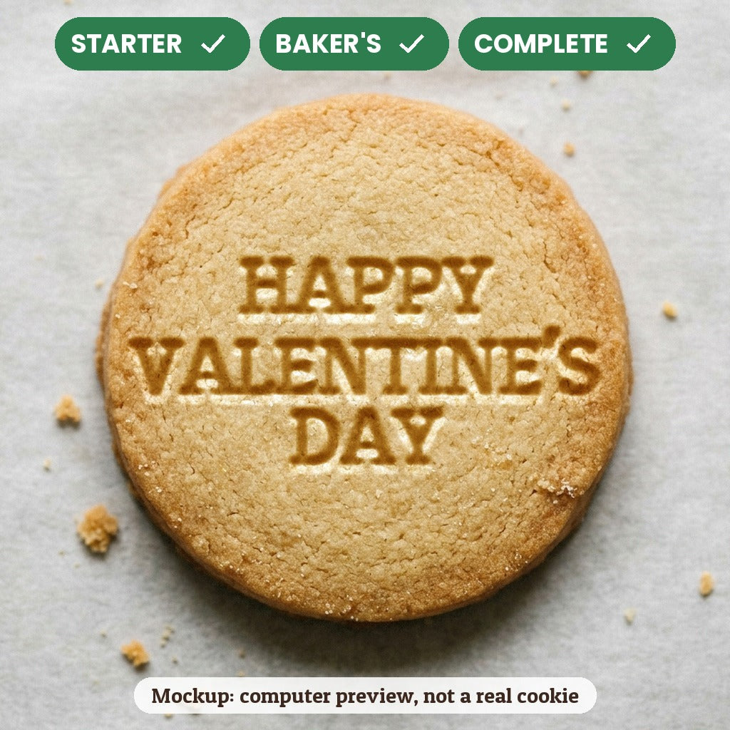 Happy Valentine's Day stamp disc - Starter: yes, Baker's: yes, Complete: yes - computer preview, not a real cookie