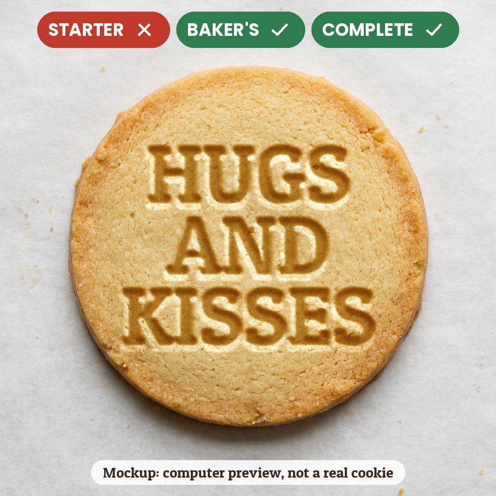 Hugs and Kisses stamp disc - Starter: no, Baker's: yes, Complete: yes - computer preview, not a real cookie