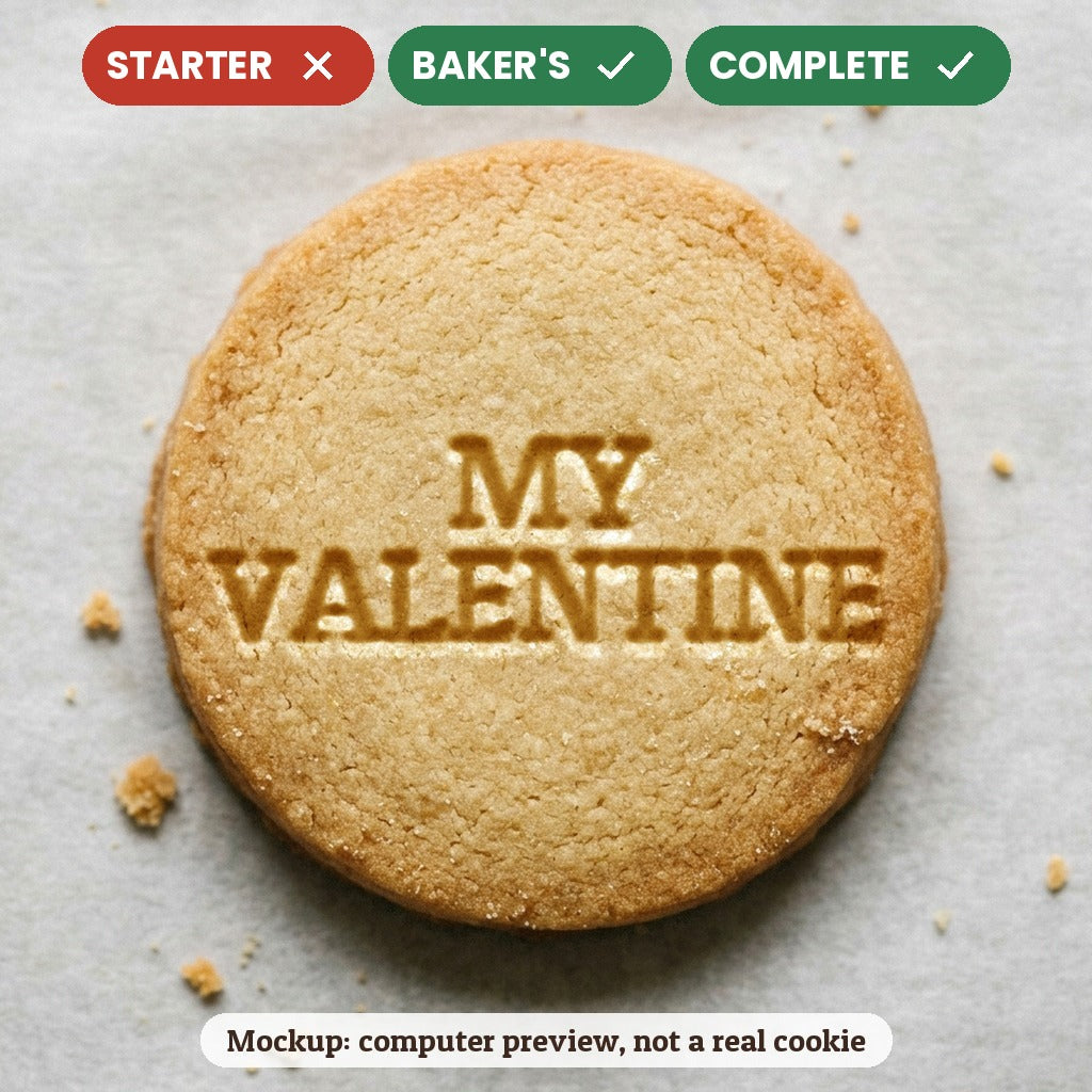 My Valentine stamp disc - Starter: no, Baker's: yes, Complete: yes - computer preview, not a real cookie