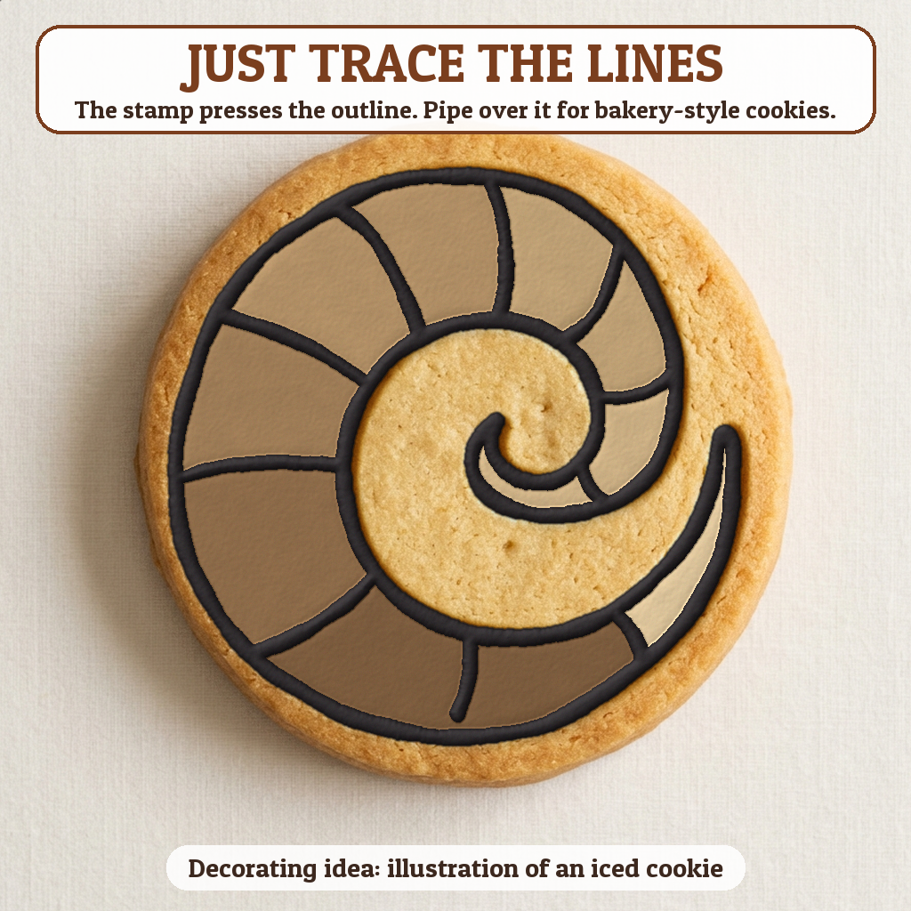 Shofar cookie traced with icing, iced decorating idea
