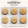 Valentine's Day Starter Set: what's in the box - 6 stamp discs, the 321 Cookie Press and storage cases (disc pictures are computer previews)