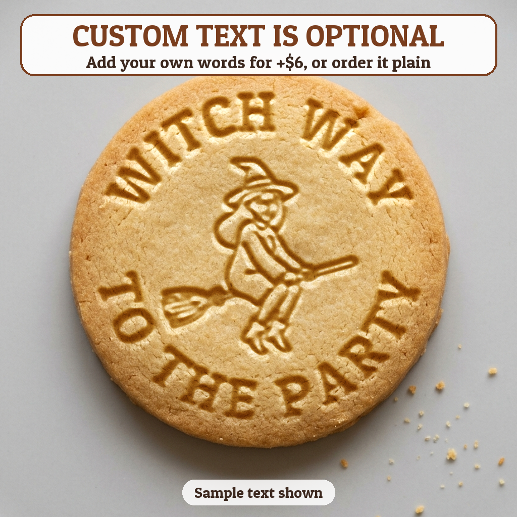 Witch on a Broom with optional custom text